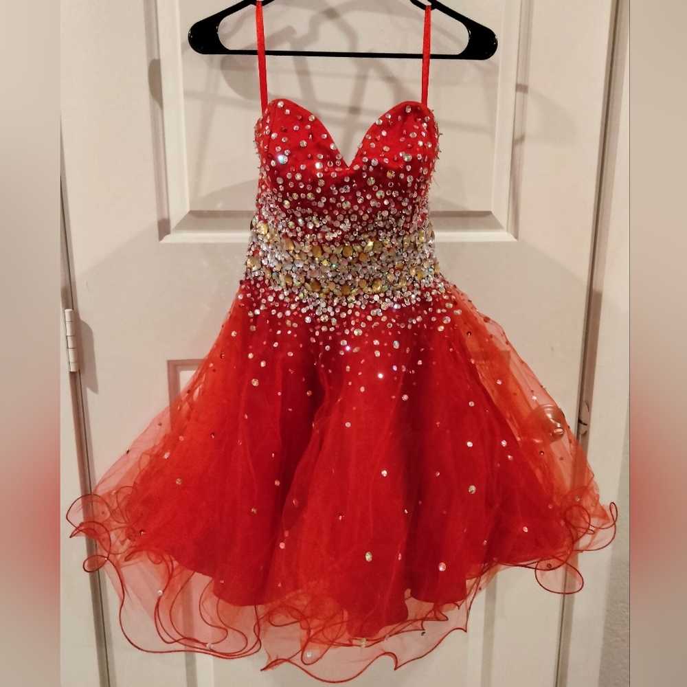 Mori Lee by Madeline Gardner Sticks and Stones Red Party Dress Size 6
